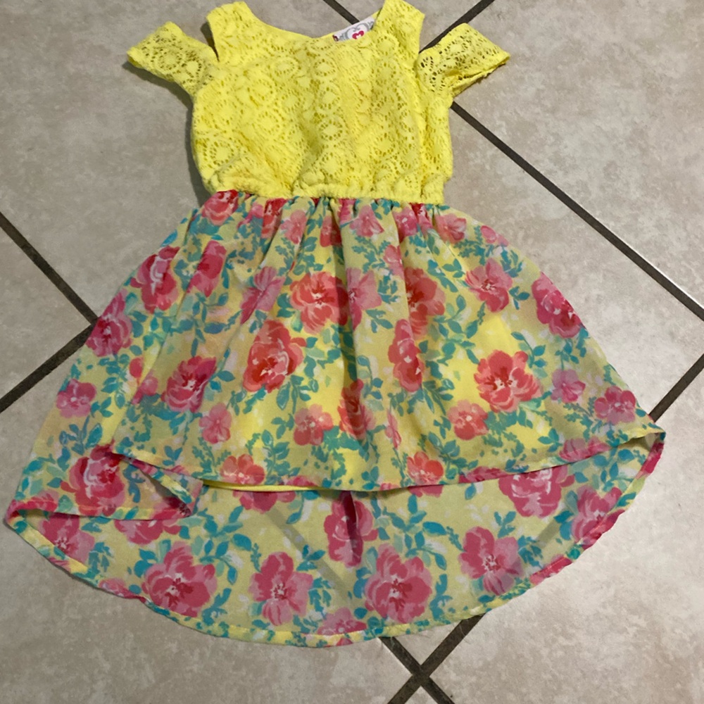 Floral Yellow and Pink Kids Dress
